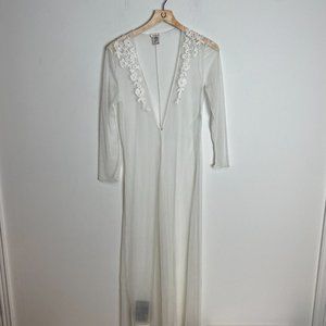 Vintage Neiman Marcus White Floral Sheer Mesh Lingerie Robe
